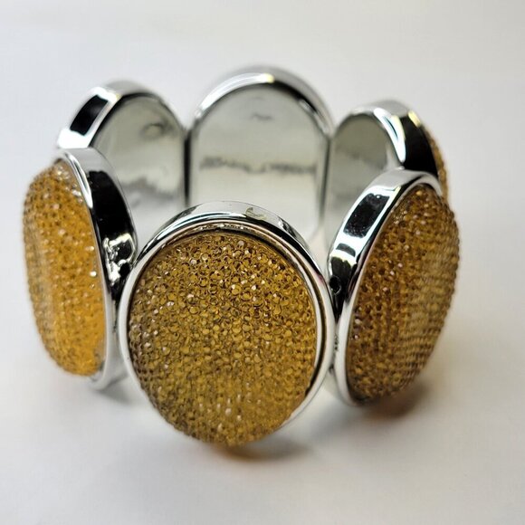 Yellow Glitter Stretch Fashion Bracelet Casual Wrap Bracelet - Picture 2 of 6